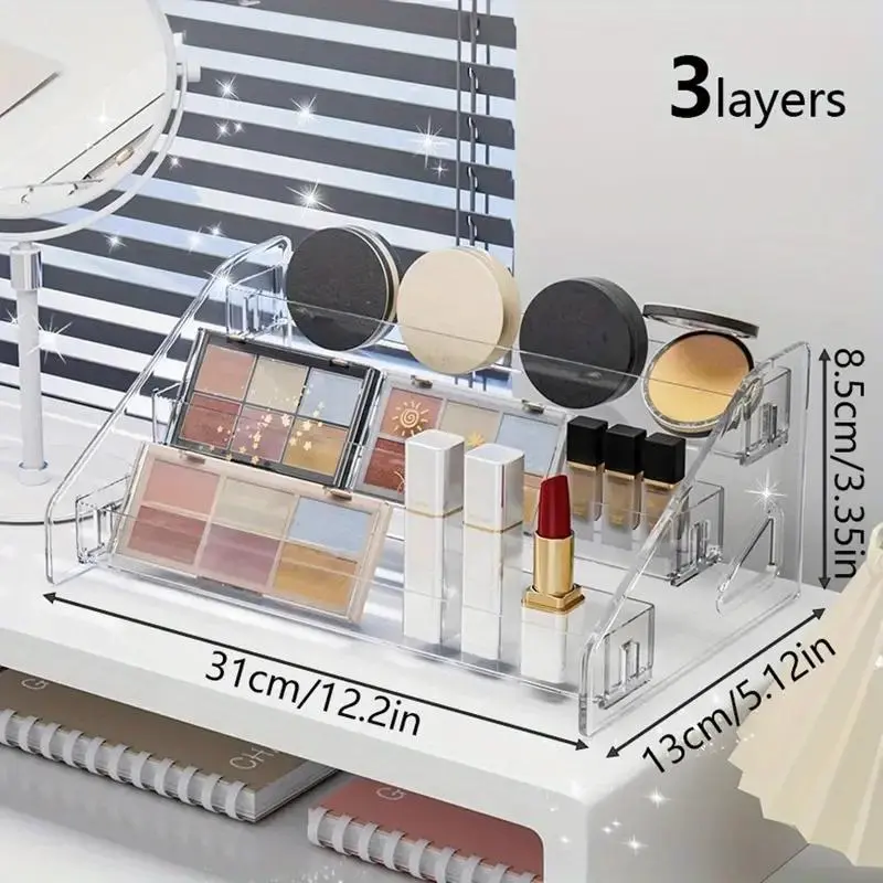 Multi-Layer Transparent Acrylic Perfume Storage Rack, 1 Count Desktop Makeup Organizer, Home Display Stand for Perfume & Cosmetics