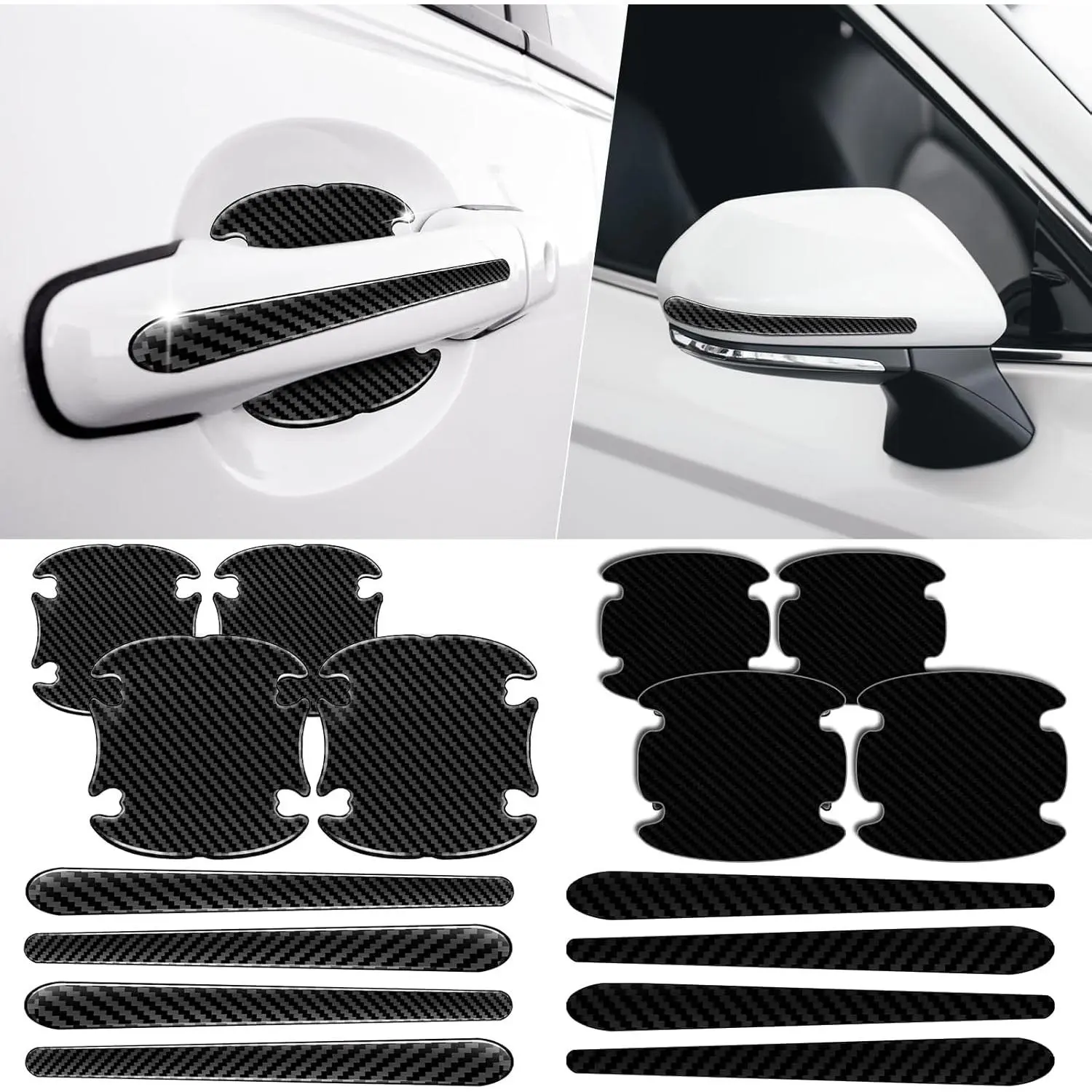 16Pack  Door Protector - Black Carbon Fiber Door Handle  Protection Film, Black Door Handles Interior, for   Handle