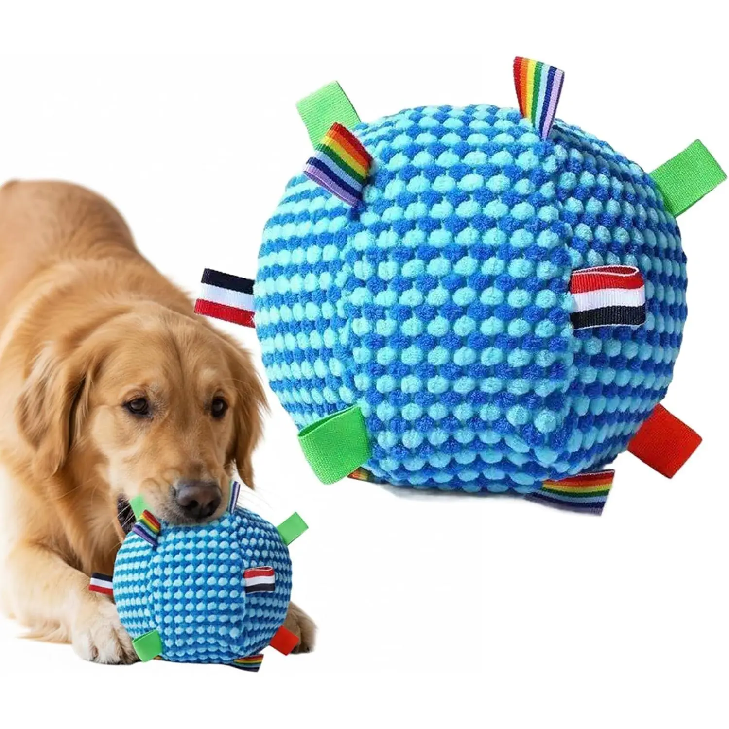 Toys Balls, Interactive  Toys  Balls with -in  and Straps,  Soft  Toys Balls for Small Medium Pets Birthday Gifts, Indoor Outdoor Puppy  Ball, Blue (6.7 Inch)
