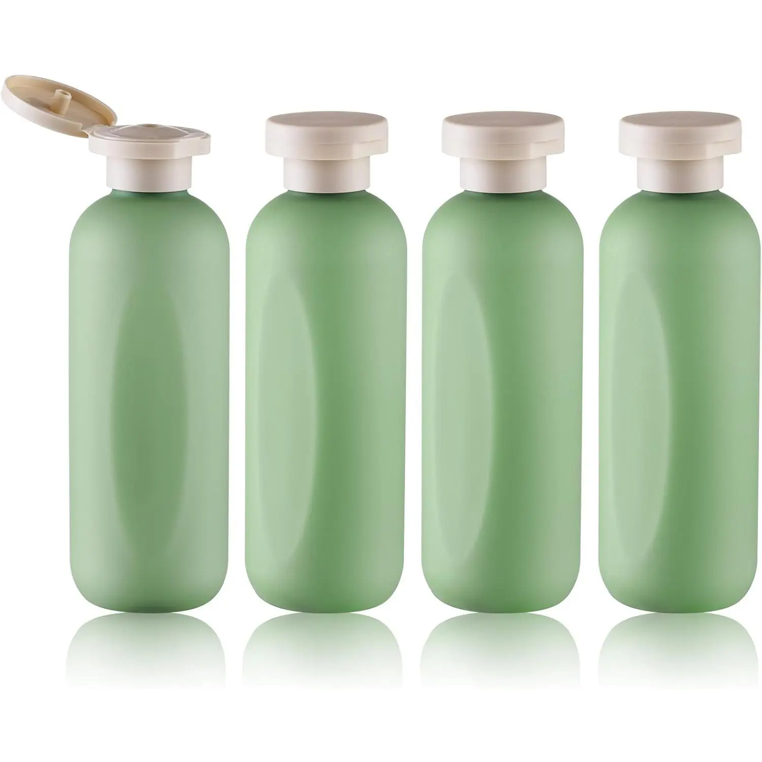 Empty Shampoo Bottles 6.7oz, Green Flip Cap Refillable Plastic, 4 Pack Set | Toiletry containers for conditioner, big large size squeeze bottles,  wash lotion dispenser, toiletries leakproof liquid