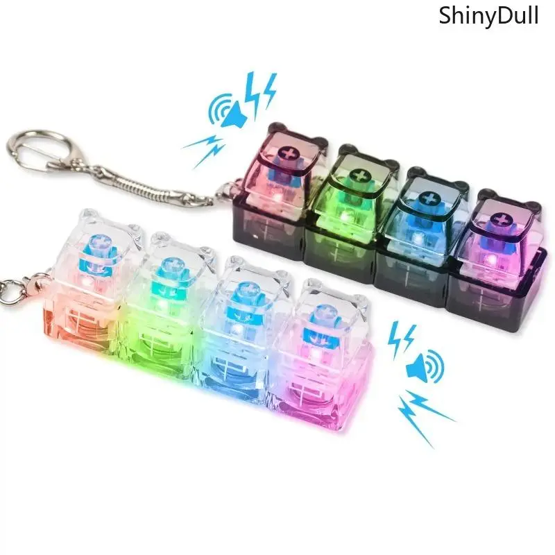 Bear Keycap LED Fidget Keychain - Fidget Keyring, Keyboard Stress Relief Clicker Toy for Anxiety, School Decompression, Keychains