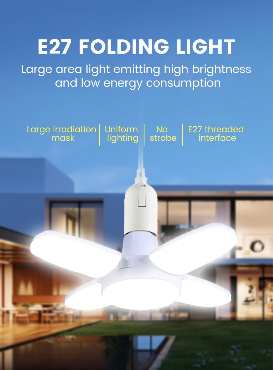 Fan Shape Foldable  LED  Deformation for Home Ceiling Lights Warehouse and Garage White Light