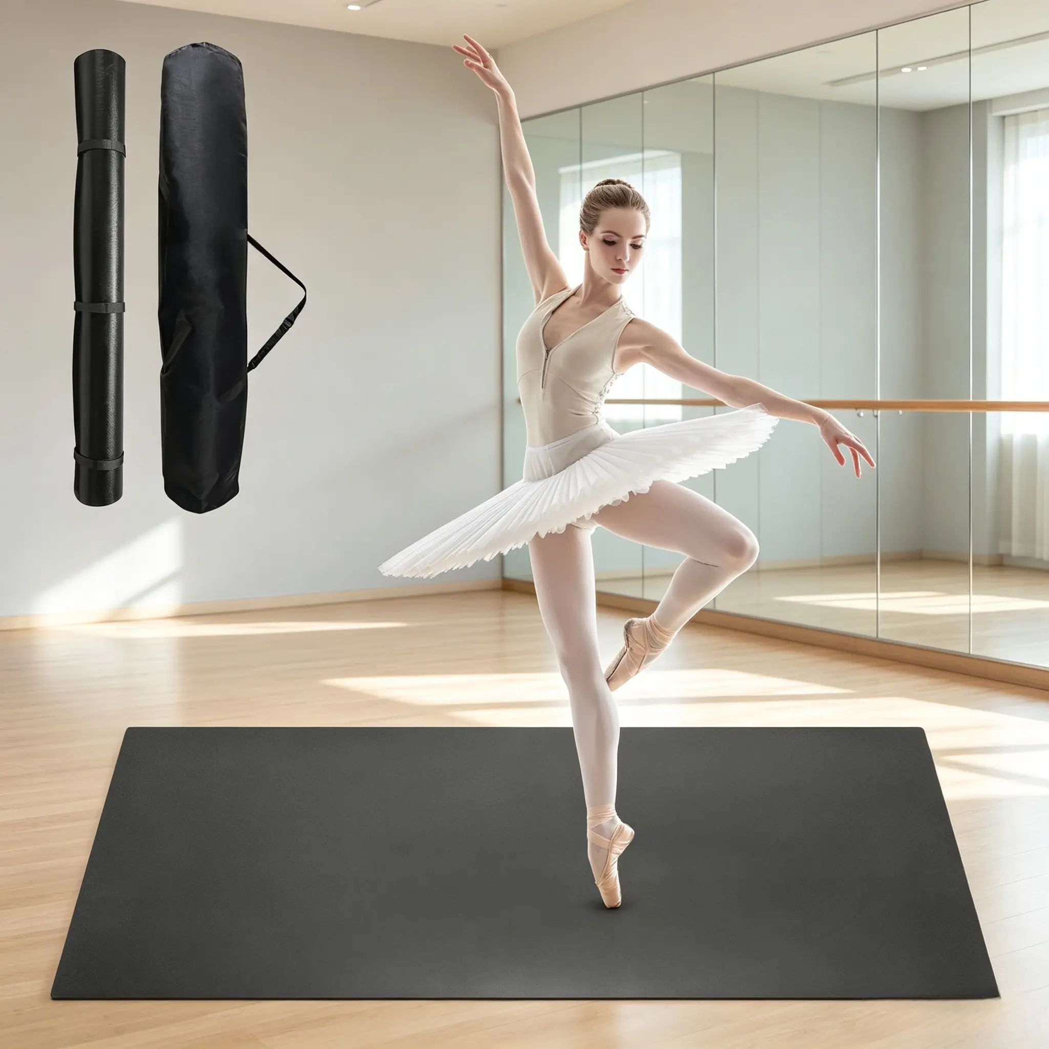 Premium Non-Slip Dance Floor Mat, 6x4FT Portable PVC Marley Surface, Flexible Roll-Out Dance Sheet for Ballet, Jazz, Fitness Training, Suitable for Home & Gym Use, Easy to Fold and Store