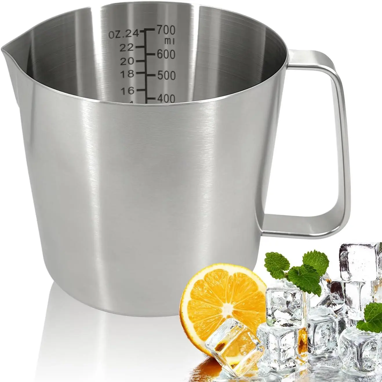Stainless Steel Measuring Cups, 700ml 24oz Metal Measuring Cup with Handle, Dual Scale Marking (ML & OZ), Large Mouth Easy Pour, Dishwasher & Freezer Safe for Baking, Cooking, Liquid Measurement