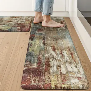 Mats Cushioned Anti Fatigue Sets of 2,Non Slip Waterproof Mats for,Memory Foam Red Mat for Sink,Laundry,Home,Office,Desk(17"x29"+17"x47")