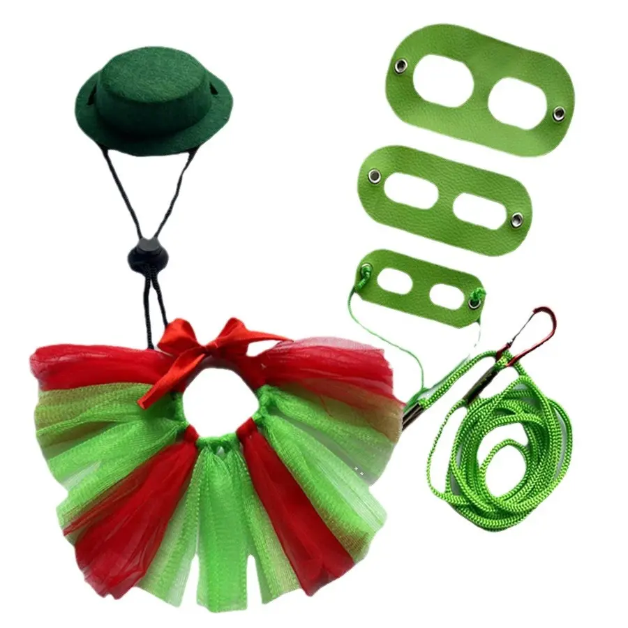 Chameleon Lizard Pet Christmas Costume Set - Soft Fabric Hat, Colorful Tulle Layer Skirt, Fun Look Small Reptile Accessories, Small Animal Pet Supplies for Outdoor Use
