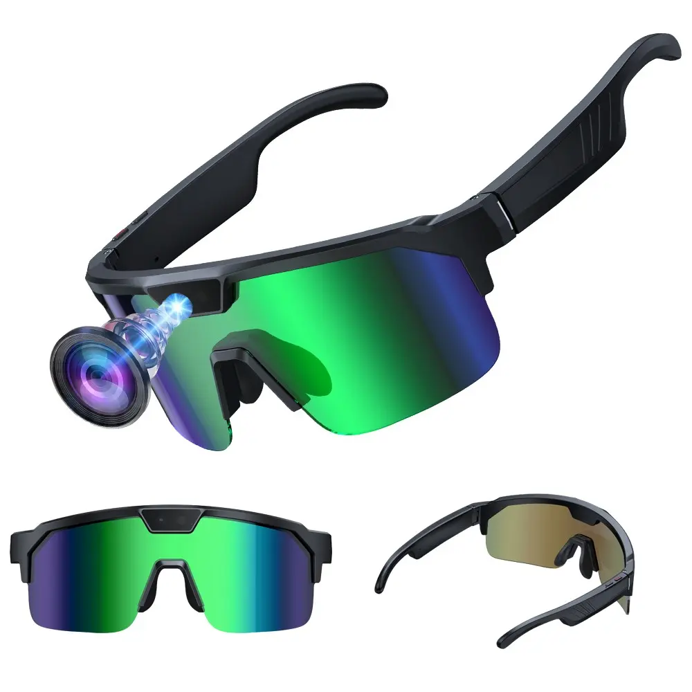 Smart AI Glasses for Sport, with 8MP Camera ,1200P Video Recording 4GB Memory Build-in(No TF Card Need), ABS+PC Frame,270Mah Battery, Bluetooth Call ,Music Control ,AI Translation,AI  Image Recognition