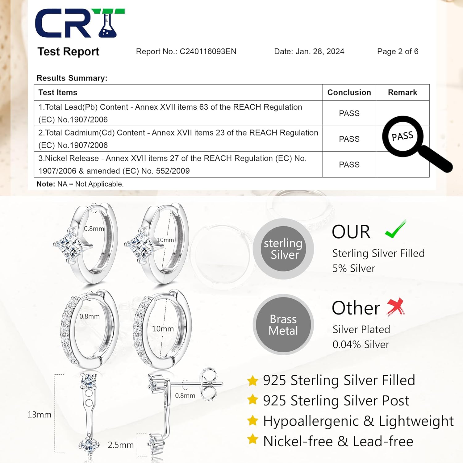 3-4 Pairs 925 Sterling Silver Earrings for Women, Dainty 14K Gold Plated Stud Hoop Earrings Sets for Multiple Piercing, Hypoallergenic Small Silver Hoop Earrings Stacks for Sensitive Ears Women Trendy Earrings