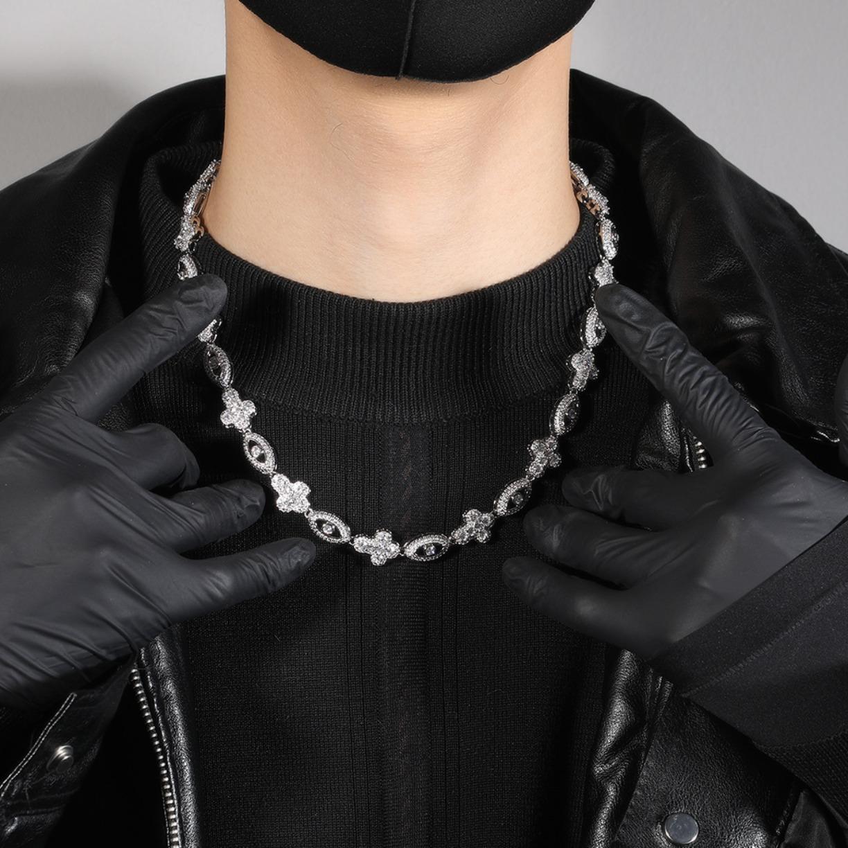 Eye Cross Cuban Chain Moissanite Bracelet S925 Silver Moissanite Hip Hop Jewelry Micro Pave Design Gift for Men Women