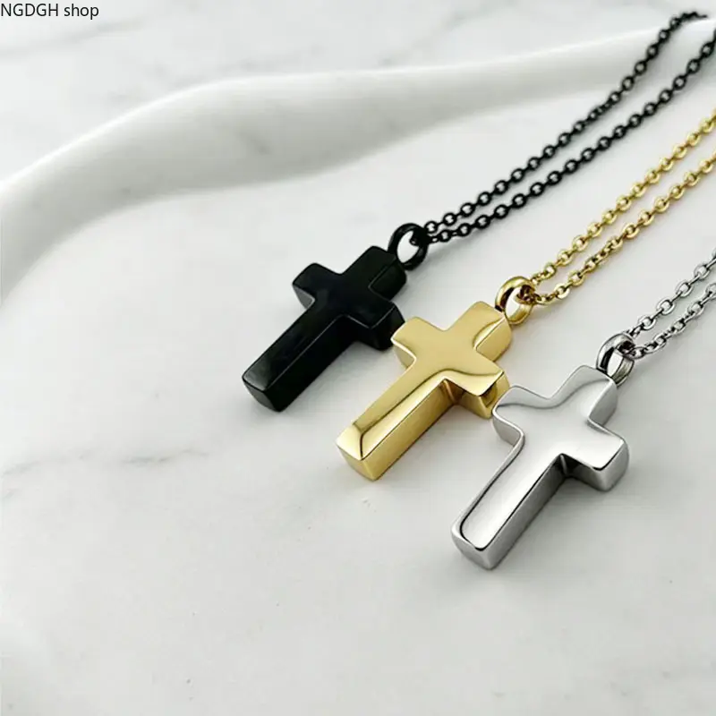 Necklace - Minimalist Cross Pendant Adjustable Chain for Women Daily Wear