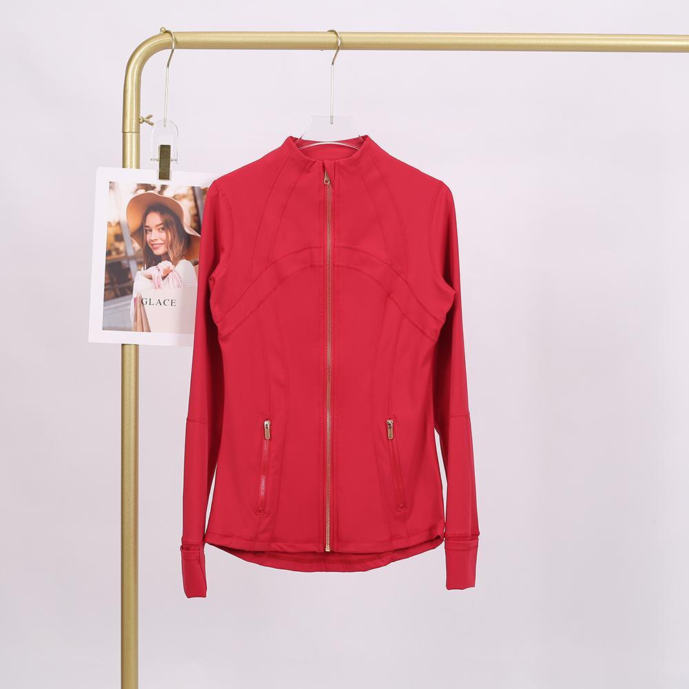 LULU  Same style  Women's Stand-Up Collar Gold Zipper Yoga Top, Spring-Style Fitted Top, Sports Jacket, Fitness Long-Sleeve Sun Protection Jacket