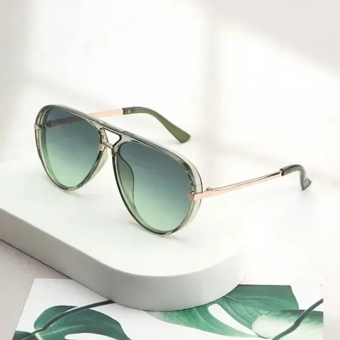 Women's Ombre Tinted Lens Aviator Sunglasses, Trendy Casual Sunglasses for Everyday Use, Stylish Shades, Fashionable Sunglasses, Fashion Accessories for Outdoor Activities
