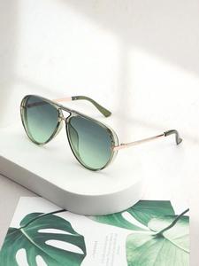 Women's Ombre Tinted Lens Aviator Sunglasses, Trendy Casual Sunglasses for Everyday Use, Fashion Accessories for Outdoor Activities