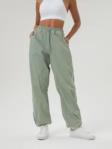 Women's Contrast Binding Drawstring Joggers, Casual Pocket Trousers for Fall & Winter, Women's Bottoms for Daily Wear, Casual Sports Trousers, Athleisure Casual Bottoms