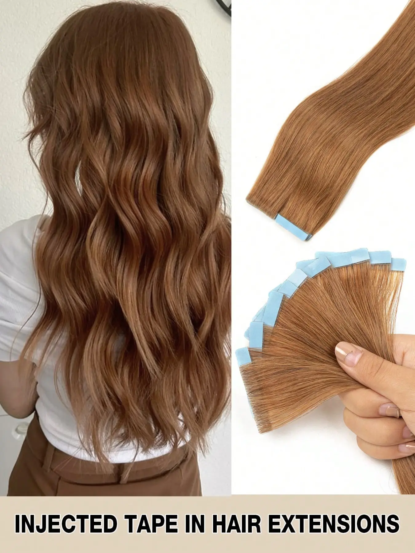 Invisible Injected Tape In Hair Extensions, Straight Hairpiece, Light Beige Seamless Skin Weft 12-20 Inch Straight For Fine Thin Hair Reusable Tangle Free Y2K Cosplay Summer Travel Holiday Festival Concert Party Wedding Halloween Accessories