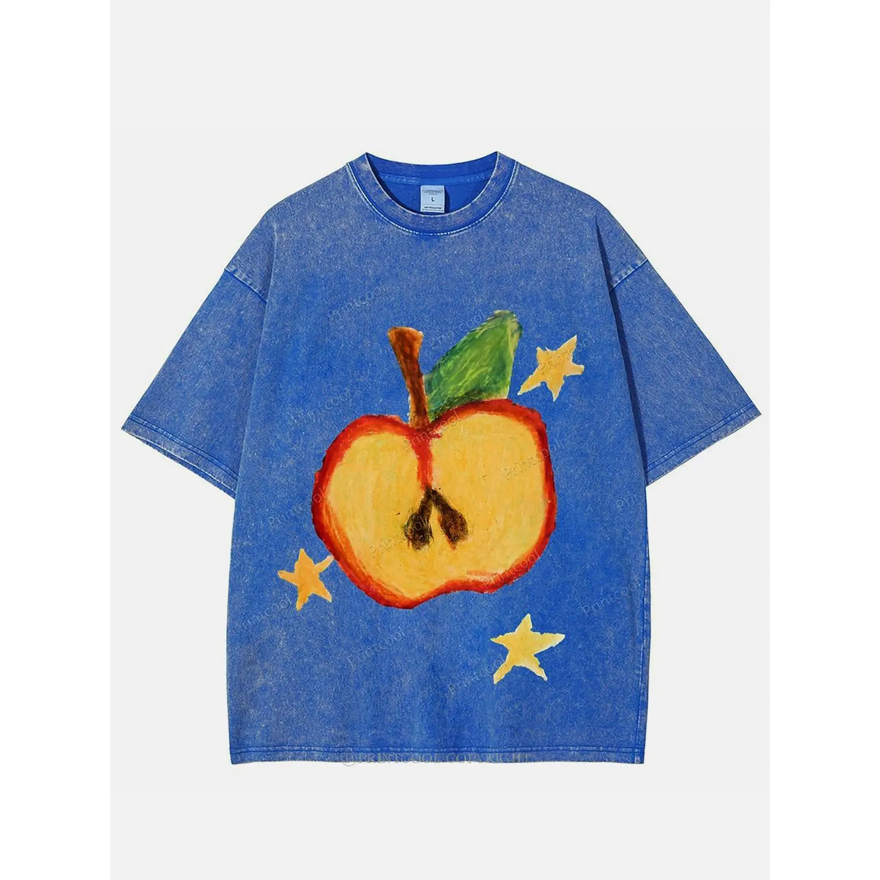 Suitable for Both Men And Women,  with High-Quality And Comfortable Printing. 100%, Half-Apple Starry Sky Party Print T-Shirt, Men'S T-Shirt, Suitable for Daily Wear, a Must-Have for Casual Summer Outfits, Perfect