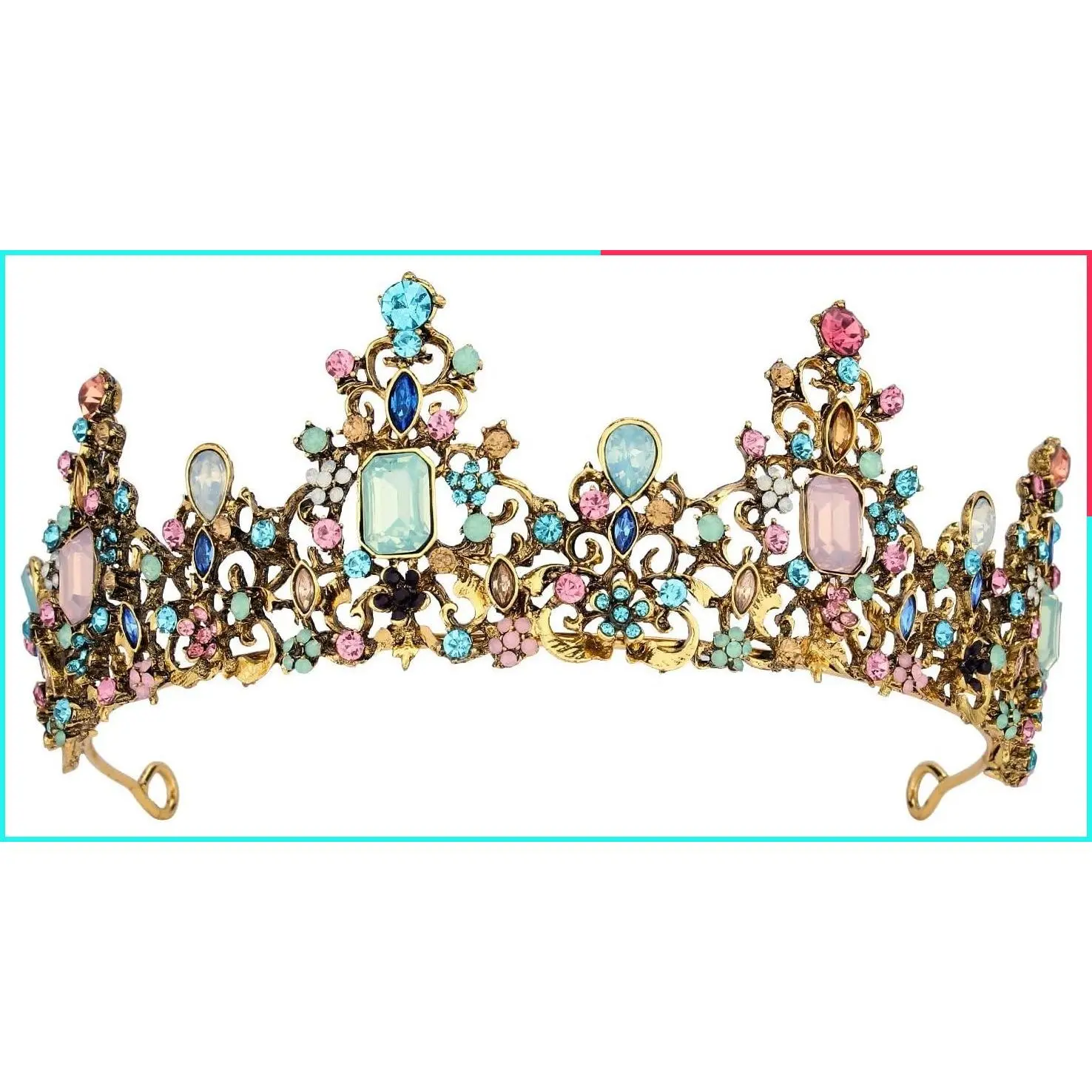 Baroque Queen Crown Vintage Princess Tiara for Women and Girls Wedding Bridal Headpiece for Halloween Christmas Prom Birthday Party
