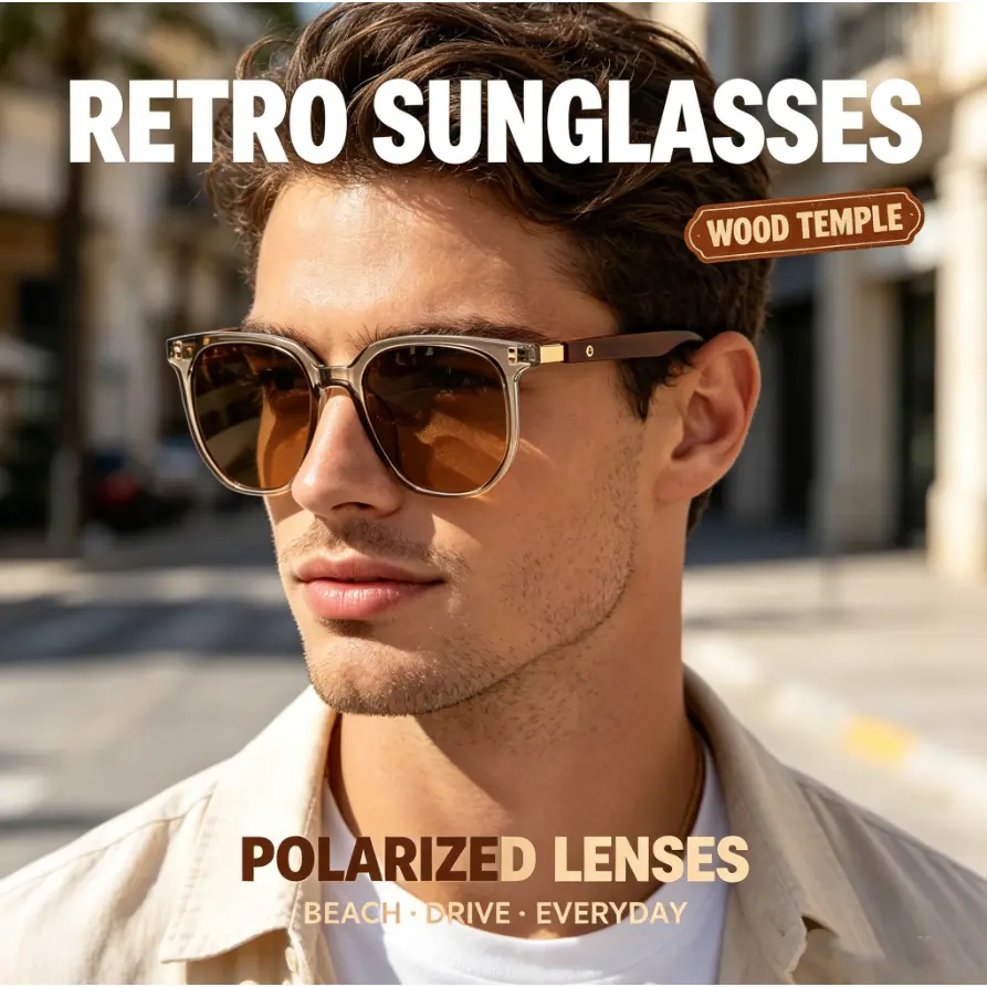 Women's Tortoiseshell Tinted Lenses Sunglasses - Vintage Retro Geometric Wood Grain Square Frame, Korean Style, 22g Lightweight Durable, Modern Sun Protective UV Protection Casual Eyewear for Daily OOTD, Vintage Sunglasses
