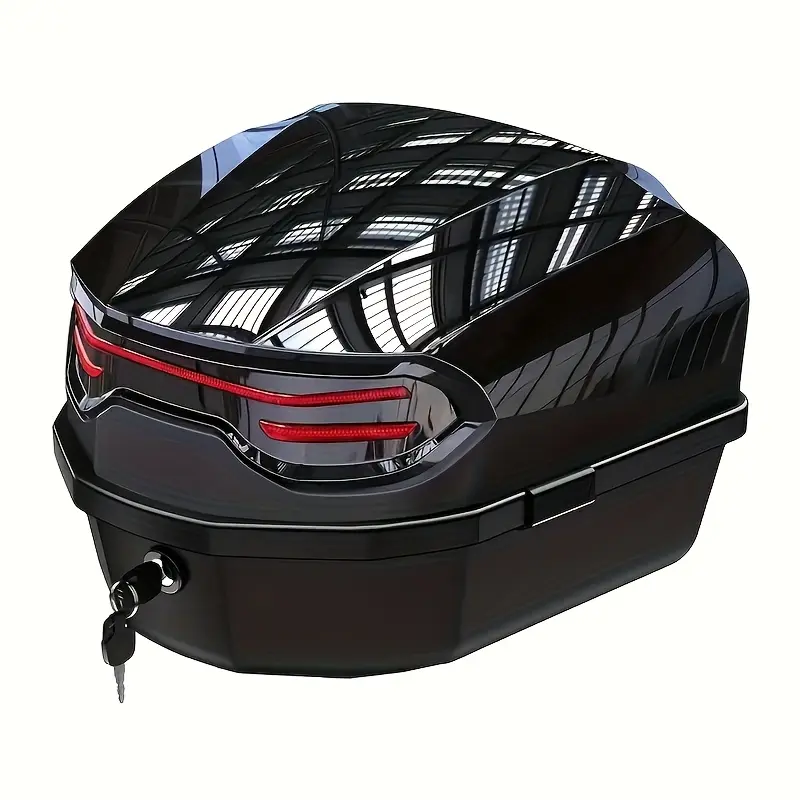 1pc Lockable Hard Shell Motorcycle Storage Case for Off-Road Bikes, Waterproof Scratch Resistant Luggage Box with Adjustable Binding Straps & Large Base Plate, Easy to Install Motorcycle Cargo Storage Container