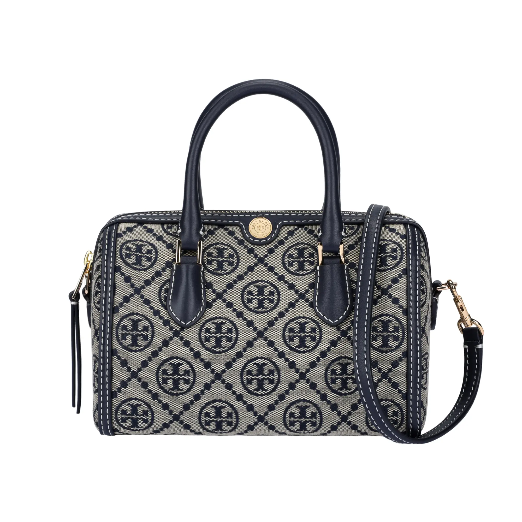 Tory Burch T Monogram Jacquard Handbag – Unisex Mini Bag in Navy Blue