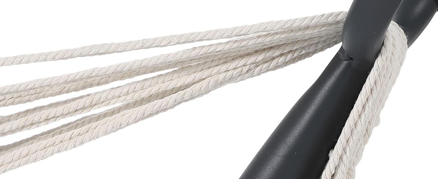 Double Hammock with Stand  Combo Heavy Duty 450lbs Capacity, Portable Cotton Hammock for Two Adults, Indoor & Outdoor Use with Travel Bag, Blue&White Stripe Pattern