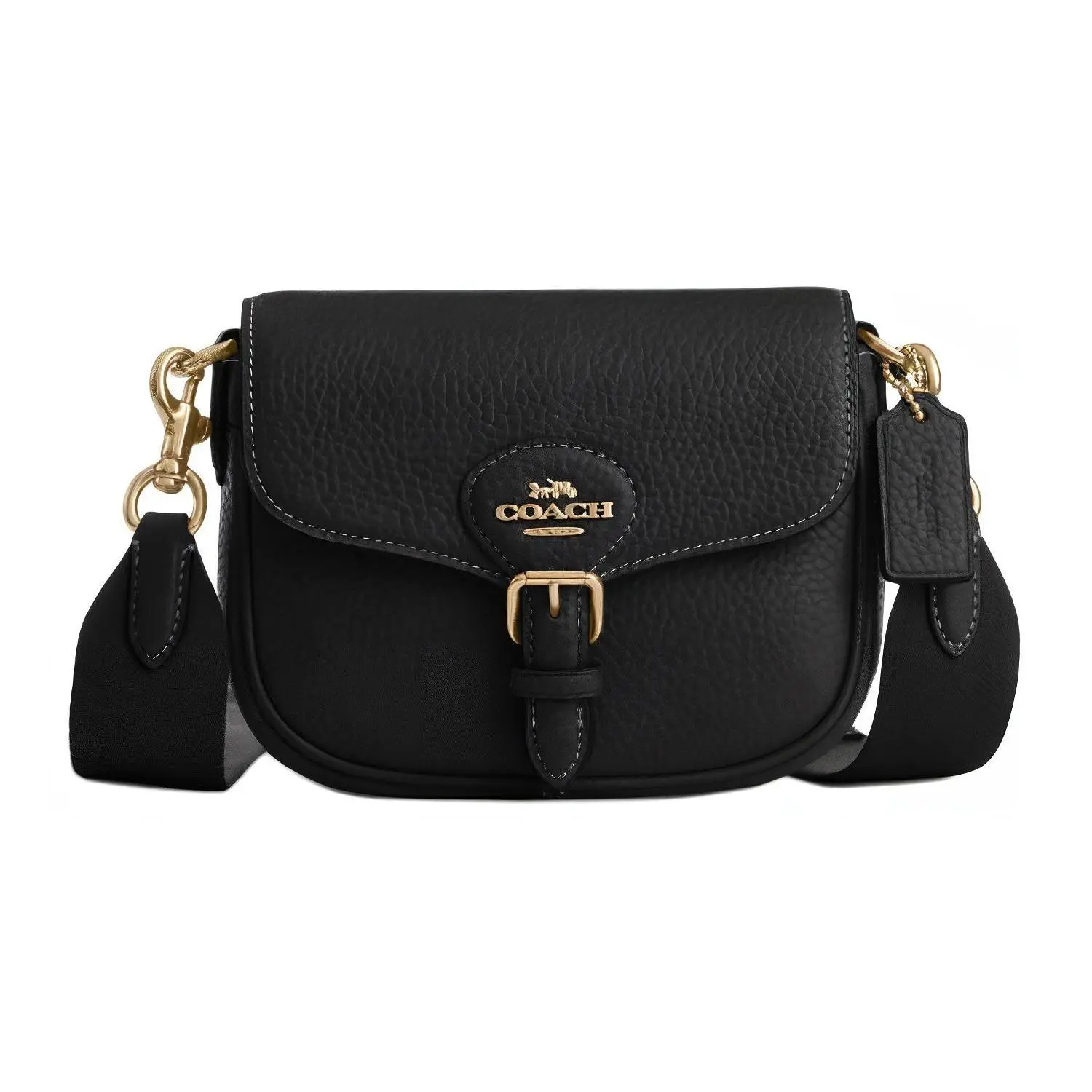 Coach Amelia 16 Small Leather Crossbody Bag with Detachable Strap for Women, Solid Black