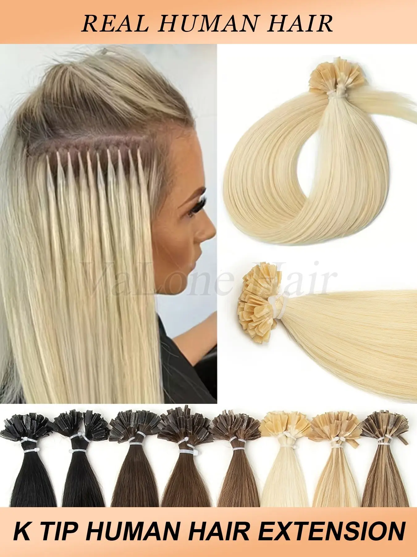 Keratin K Tip and V Tip Hot Fusion Human Hair Extensions for Women, 50pcs Per Pack, Medium Length, 30g, Various Hairstyles, Real Hair Extensions