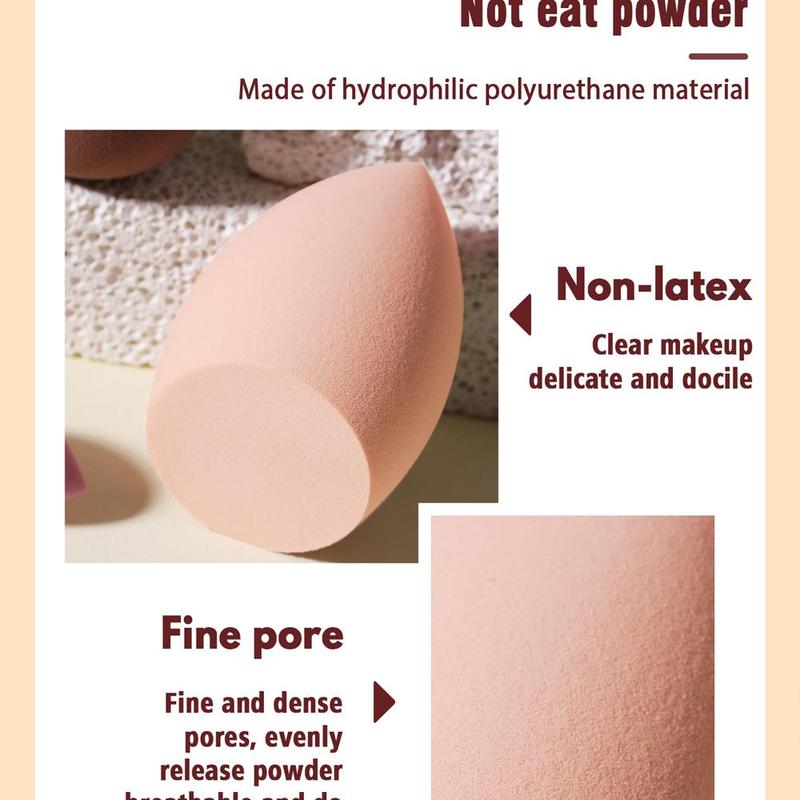 Makeup Sponge with Storage Bottle, 1 Set 2 Sizes Beauty Blenders for Liquid Foundation, Loose Powder, Concealer, Facial Detailing