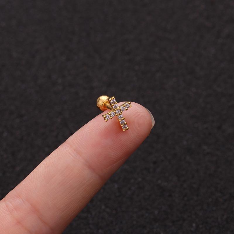 16G Gold CZ Internally Threaded Labret Set, 316L Stainless Steel Cartilage Stud Pack, Hypoallergenic Internally Threaded Nose Studs for Women Men