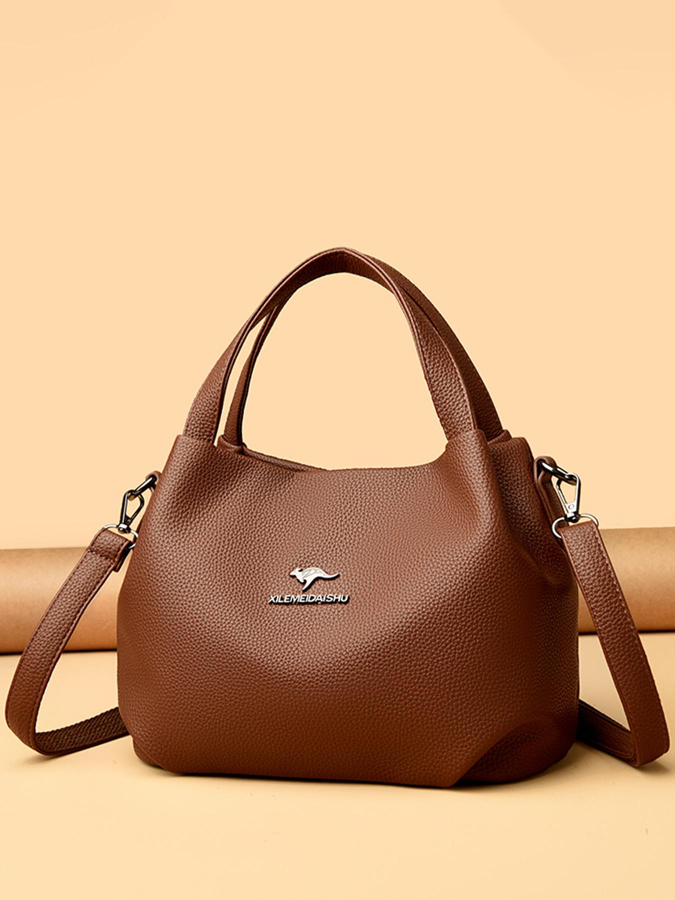 Women's PU Leather Handbag, Fashionable Simple Retro Solid Color Design, Versatile Bag for Daily Commuter Shopping and Work