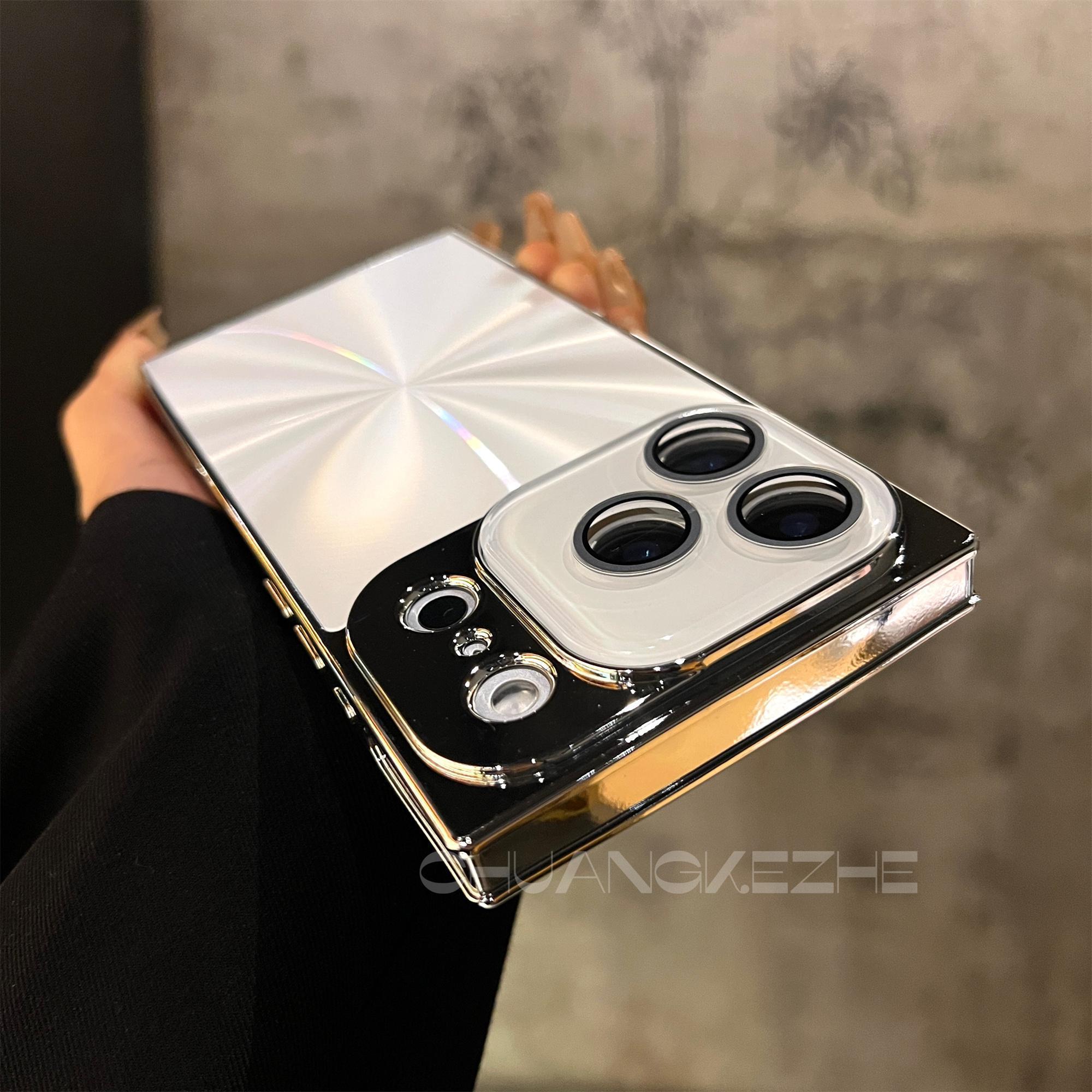High-quality Square Aurora Electroplated Frame Case for iPhone 17 Pro Max 16 15 14 13 with HD Lens Protector & Crystal-Clear Camera Protection Casing Cellphone Protective  Smartphone Cover