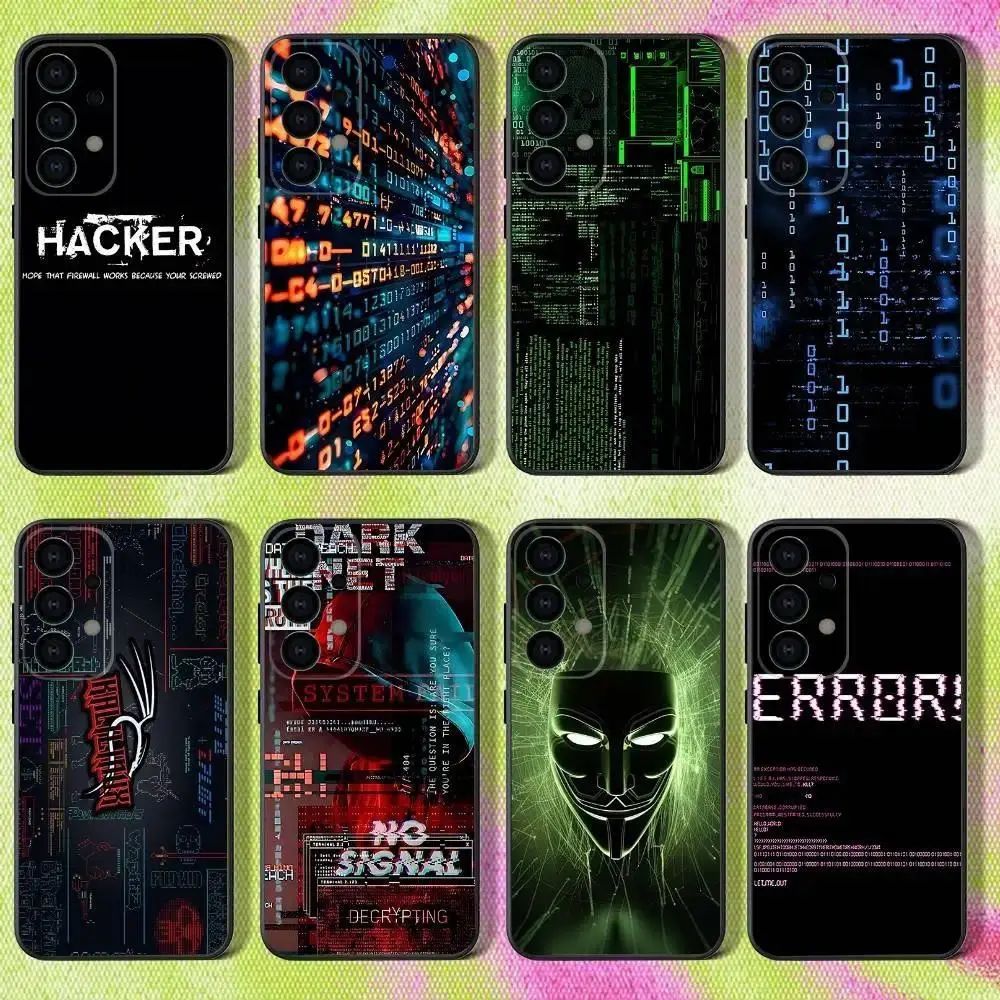 Hacker Computer Code Art Phone Case Black Soft Shockproof Cover For iPhone 11-17 Pro Max/Plus & Samsung Galaxy S23-S25