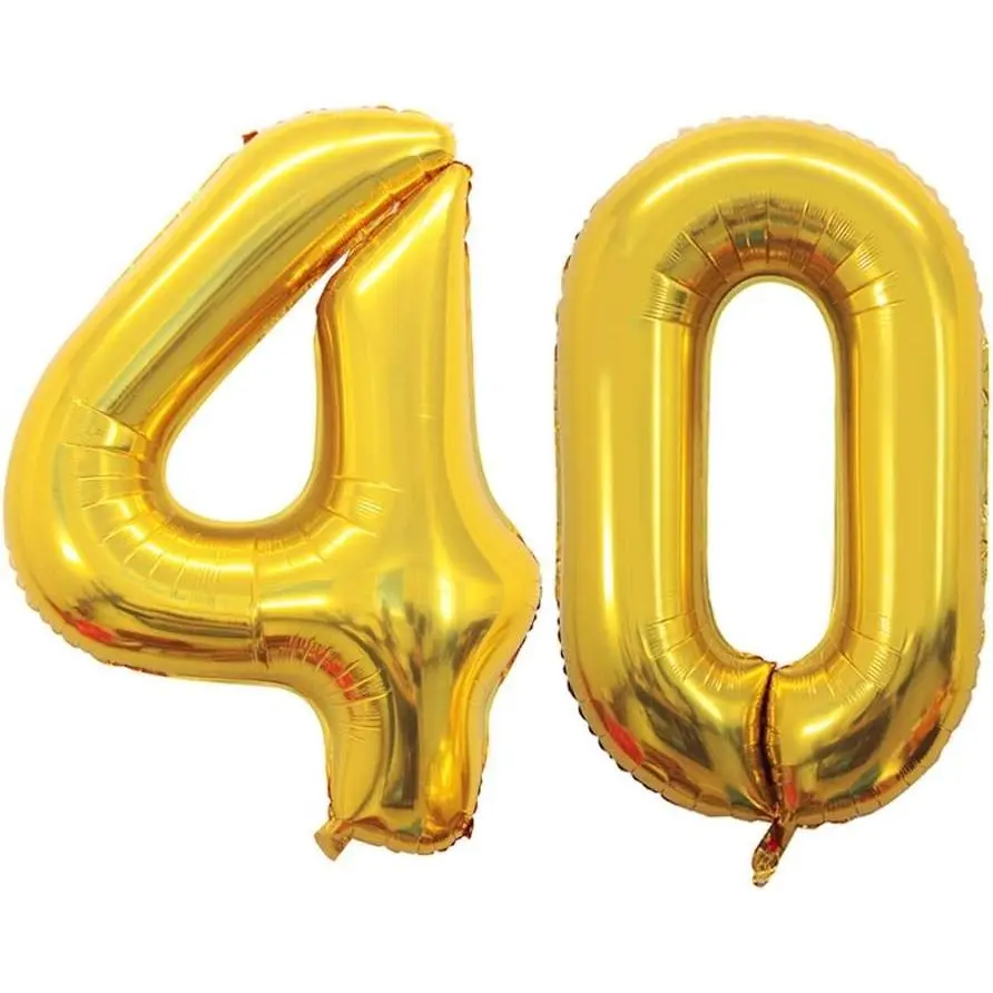 GOER 42 Inch Gold Jumbo Foil Helium Number 40 Balloons, Suitable for 40th Birthday Party 40th Anniversary Decorations