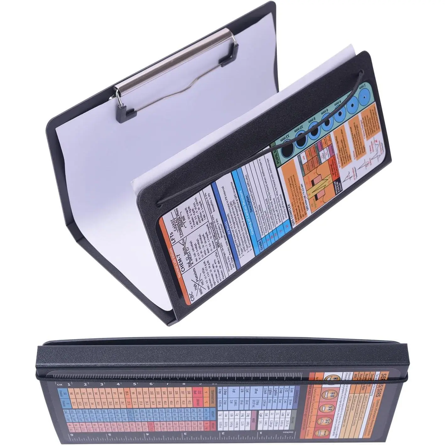 CGPAPnunu  Clipboard Foldable-2Packs-Nurse Clipboards-Foldable-Folding-Folder- Clipboard-Pocket Size-6Medical Cheat Sheet-Fits for  Staff-Plastic-Black