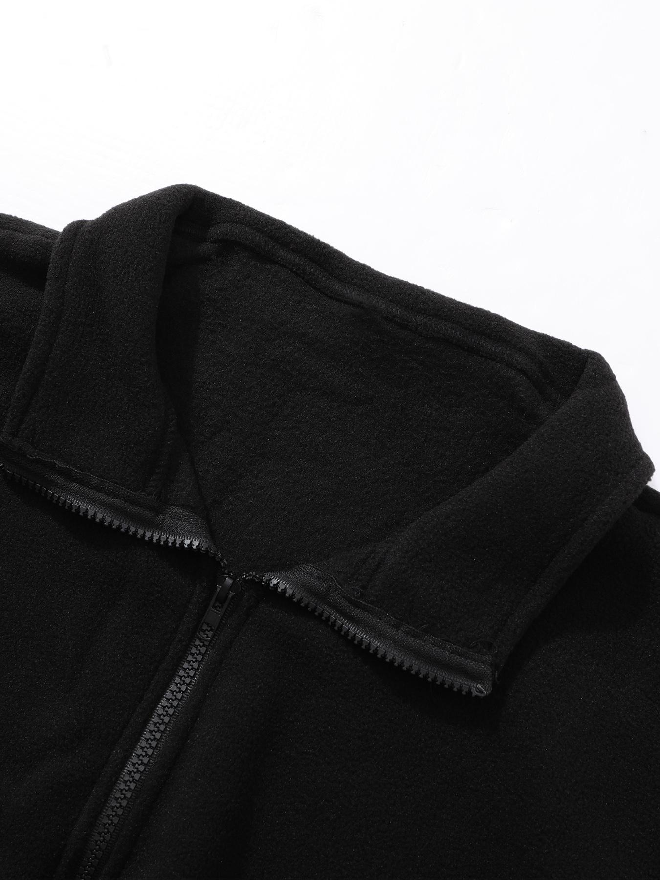 Women's Solid Drawstring Zip-Up Crop Jacket, Casual Long Sleeve Mock Neck Fuzzy Outerwear for Spring & Fall, Ladies Clothes for Daily Wear, Womenswear