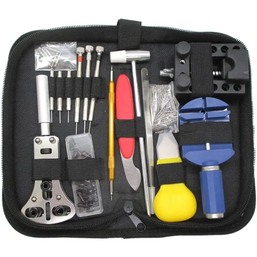 Watch Repair Kit (147 Pieces) - Professional Service Set with Carry Case & User Manual - , Band, Strap, Link Pin, Spring Bar,  Remover &