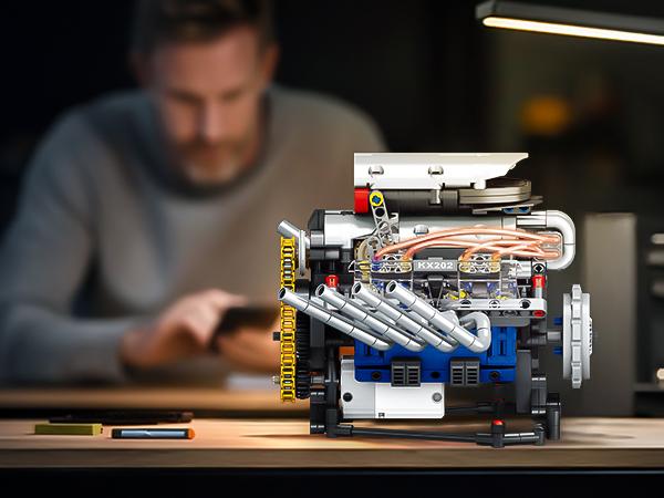 V8 Engine Model Kit That Works, APP Controlled Mini V8 Engine Building Block Set for Adults, Physical Science Experiment Toy with Rechargeable Motor, STEM Project for Kids & Teens (665 PCS)