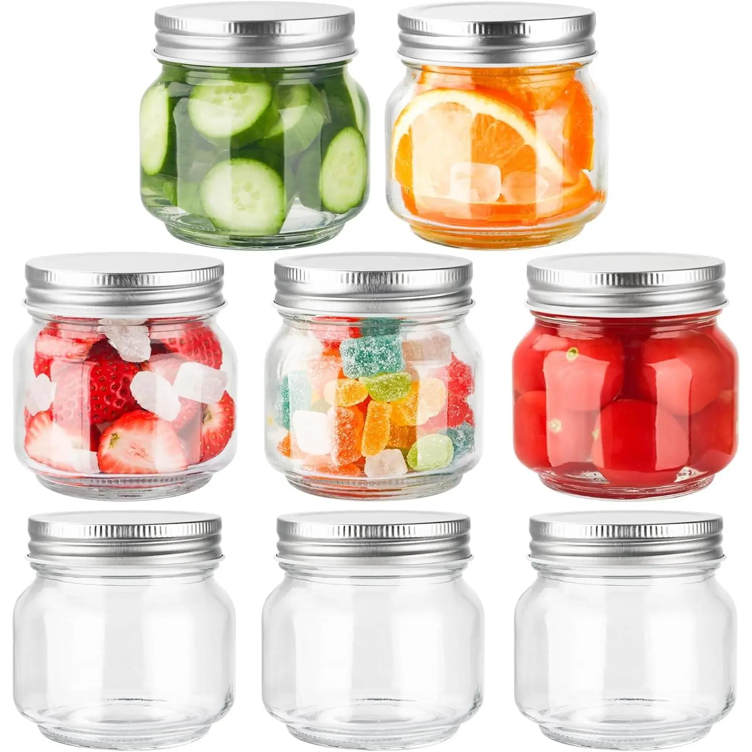 Glass Mason Jars With  Genuine Preserve Jar 8oz, Canning Jars for  Storage, Dry , Snacks, Candies, DIY Projects 8 Pack