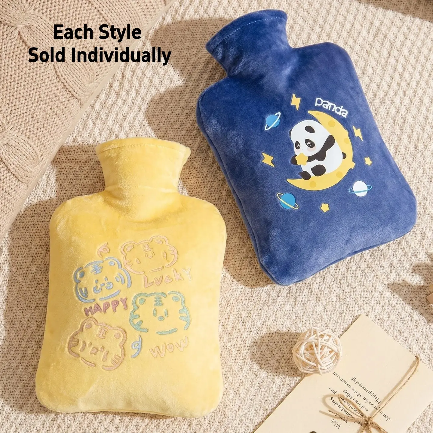 Reusable Portable Hot Water Bag, Hot Water Bottle, Cute Cartoon Plush Warm Hand Warmer, Detachable Washable, PVC Inner Lining, Pain Relief for Women