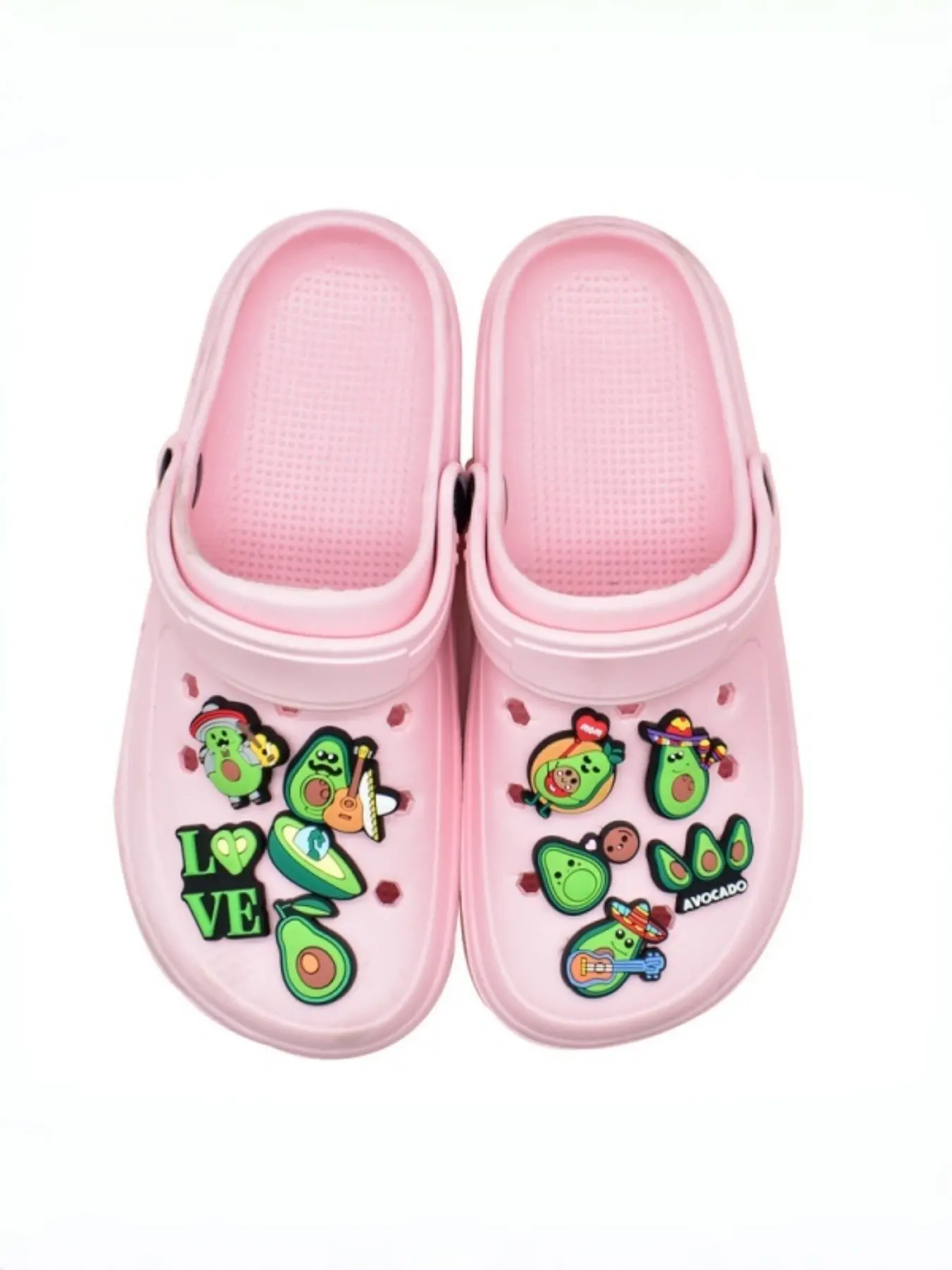 9pcs Cartoon Avocado Shoe Accessories, PVC Soft Gel DIY Detachable, Holiday Gift, All Seasons, Cartoon Style, Shoe Accessories