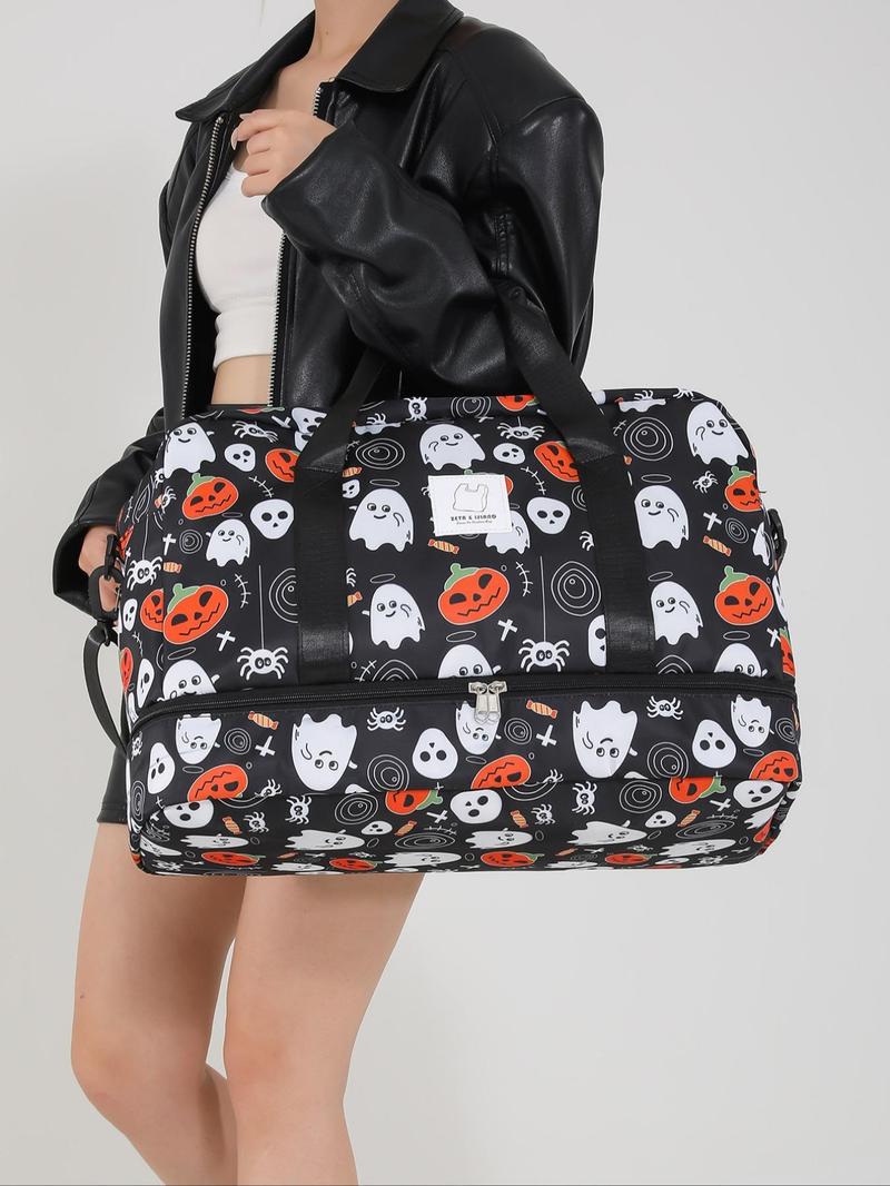 Durable Bat Pattern Travel Bag, Travel Duffle Bag, Large Capacity Travel Bag with Shoe Compartment, Lightweight Carry on Luggage Bag for Sports Gym, Yoga Handbag, Valentine's Gifts for Her