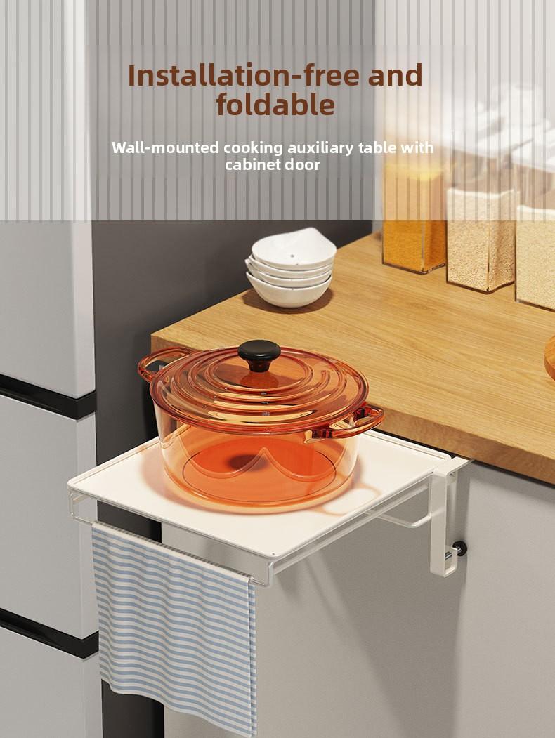 Foldable Countertop Extension Storage Rack Household Multifunctional Hanging Cabinet Door Small Table Board Storage Partition Auxiliary Table