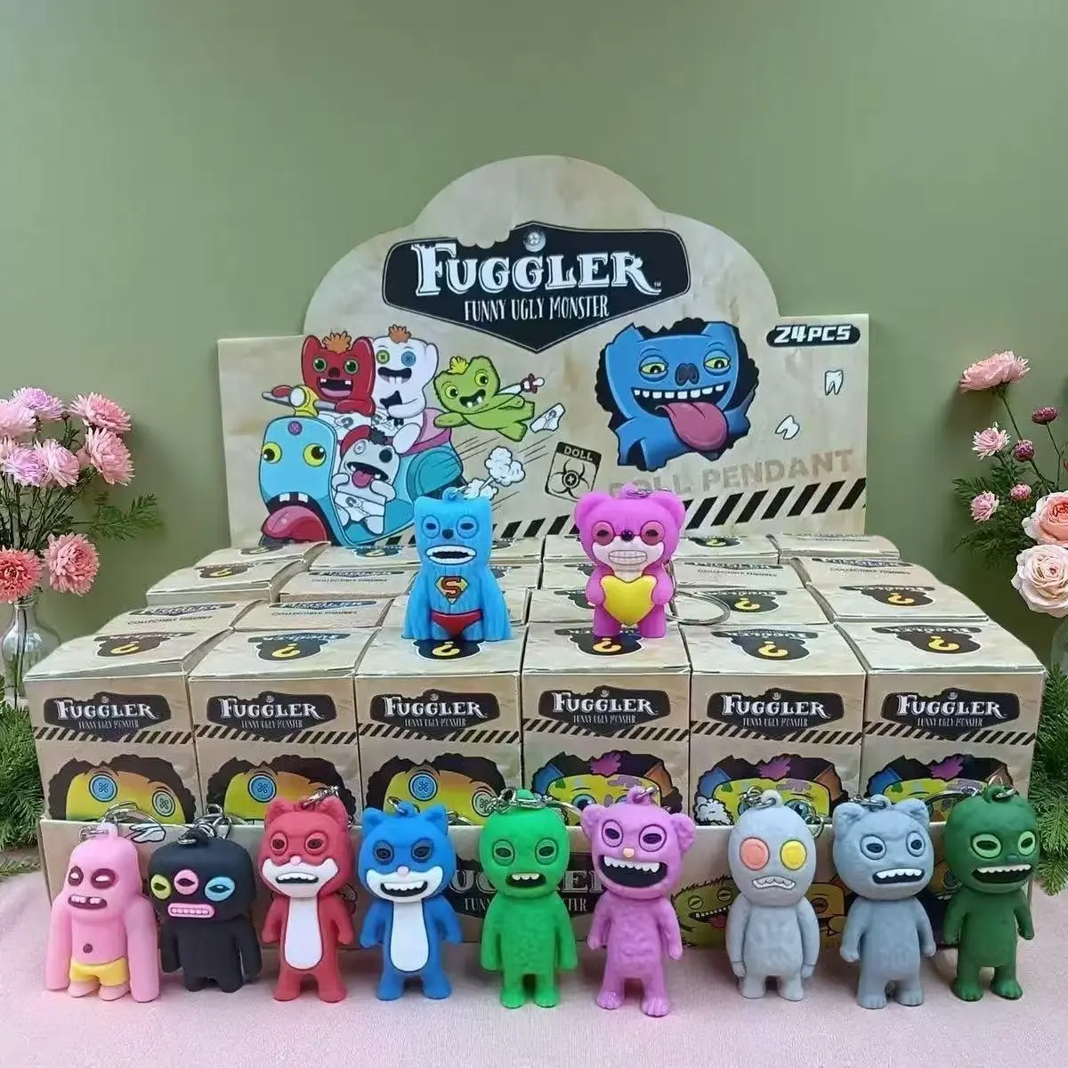 24pcs Box Cute Monster Keychain Dolls, Random Keychains & Bag Hooks, Perfect for Christmas, Father's Day, Birthday Gifts, Keyring