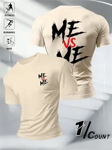 Men's 'mevs Me' Graphic Print T-Shirt, Summer Round Neck Short Sleeve Casual Top, Comfortable Loose-Fit, Multicolor Options, Fitness & Daily Wear