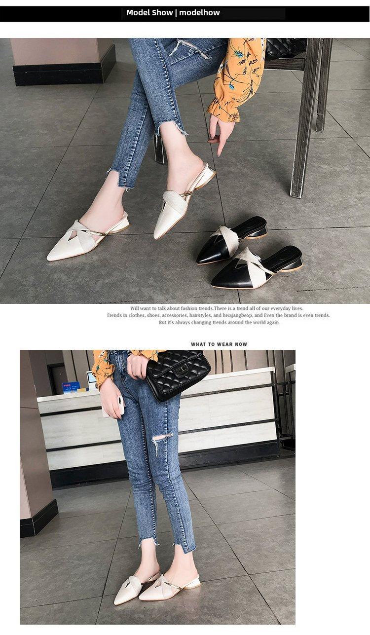 2025 New Women's Closed-Toe Mule Shoes, Fashionable Summer Slip-On Casual Flats, Low Heel Outdoor Slides