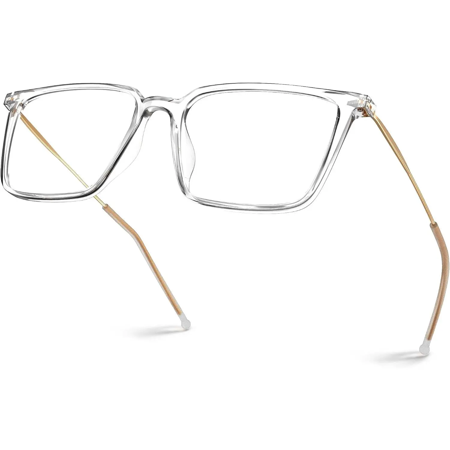 Anti-Slip  Temple Tips Lightweight Frame  Glasses | 17g TR90 Square Cute Fashion 99% Filter Anti Glare Clear Lens Trendy Fashion Gaming Blue Light Blocking Women Men RIO