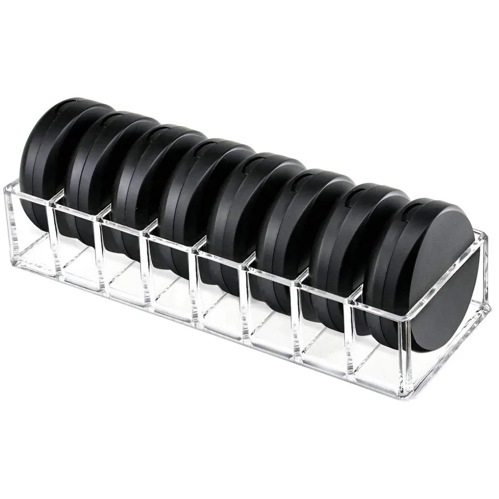 Weiai Clear Acrylic Compact Organizer, Eyeshadow Powder Makeup Organizer Holder for Vanity, 8 Slots