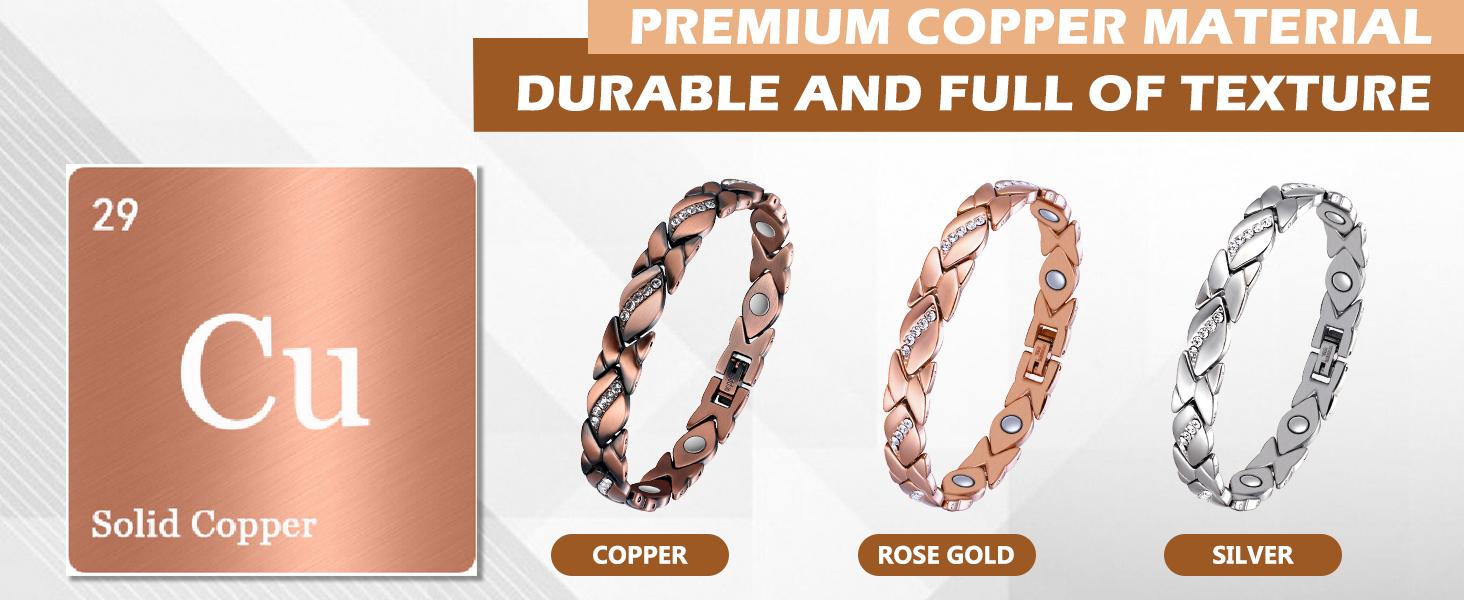 Jecanori Pure Copper Bracelets for Women, Magnetic Bracelets for Women,Crystal Valentine's Day Jewelry Gift, Sizing Tool