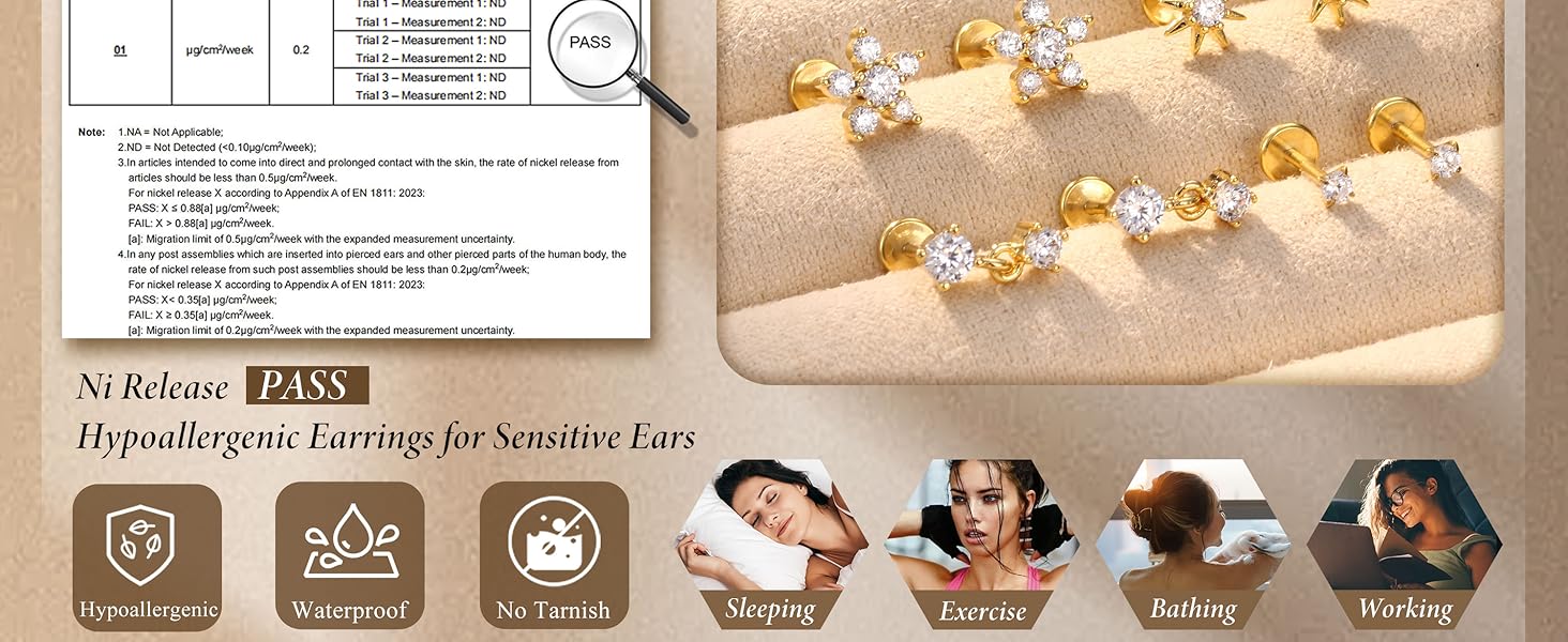 Sanfenly 9Pairs Threadless Flat Back Earrings Studs 316L Surgical Steel Push in Nose Studs Rings CZ Tragus Cartilage Helix Conch Labret Lip Nostril Medusa Piercing Jewelry Hypoallergenic 20G 18G 16G