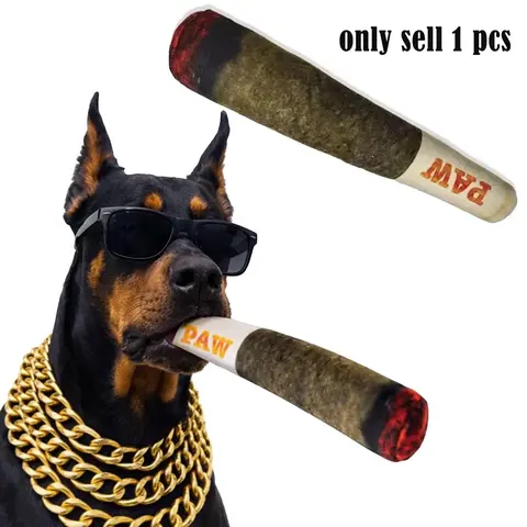Funny Cigar Dog Toy, Plush Durable Squeaky Chew Toy, Interactive Stress Relief Toy for Dogs, Chew Stick, Interactive Tough Chewer
